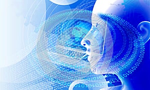 Binary Code Background, artificial intelligence Digital eye Abstract technology background. Java, coding.