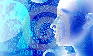 Binary Code Background, artificial intelligence Digital eye Abstract technology background. Java, coding.