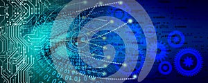 Binary Code Background, artificial intelligence Digital eye Abstract technology background. Java, coding.