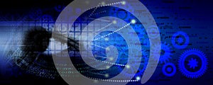 Binary Code Background, artificial intelligence Digital eye Abstract technology background. Java, coding.