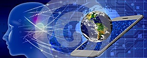 Binary Code Background, artificial intelligence Digital eye Abstract technology background. Java, coding.