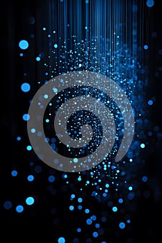 Binary code background, blue color, matrix, with lines creating a futuristic atmosphere, conveying a technological