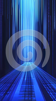 Binary code background, blue color, matrix, with lines creating a futuristic atmosphere, conveying a technological
