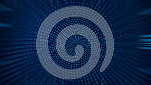 Binary code background. Blue tunnel from zero and one digits. Data transfer concept.