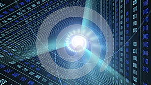 Binary Code Background. Cloud Computing, IOT And Artificial Intelligence AI Concept