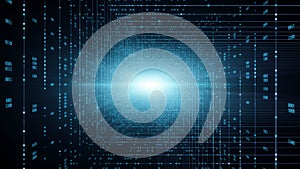 Binary Code Background. Cloud Computing, IOT And Artificial Intelligence AI Concept