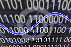 A binary code background 3d rendering. Abstract Background