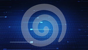 Internet Big data Concept flowing number one and zero text in binary code format in technology background.