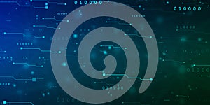 flowing number one and zero text in binary code format in technology background