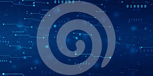 flowing number one and zero text in binary code format in technology background
