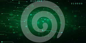 flowing number one and zero text in binary code format in technology background.