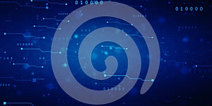 flowing number one and zero text in binary code format in technology background.