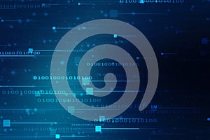 flowing number one and zero text in binary code format in technology background.