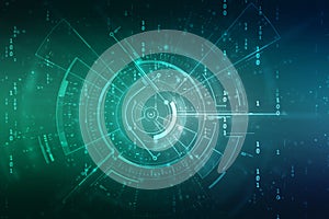 flowing number one and zero text in binary code format in technology background.