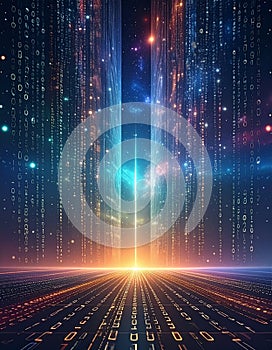 Generated image Binary Code Background, Digital Abstract technology background, Cyber abstract background