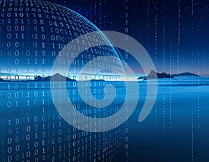 Generated image Binary Code Background, Digital Abstract technology background, Cyber abstract background