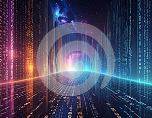 Generated image Binary Code Background, Digital Abstract technology background, Cyber abstract background