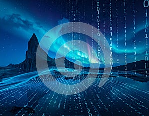 Generated image Binary Code Background, Digital Abstract technology background, Cyber abstract background