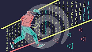 Binary code background, digital data, coding technology, cyber space, abstract tech vector design Generative AI