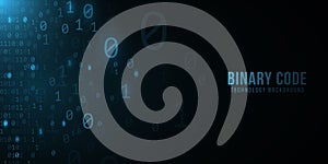 Binary code background. Hi-tech modern design. Programming banner. World network. High technology template. Vector illustration