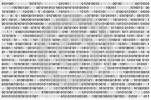 Binary code background. Sheet of binary codes listing. Coding or hacker concept. Cyber data, decryption and encryption