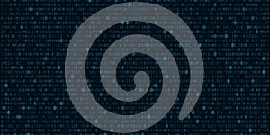 Binary code background. Software programming. Glowing numbers. Digital data. Technological concept. Vector illustration