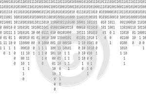 Binary code falling gray background