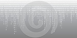 Binary code falling gray background