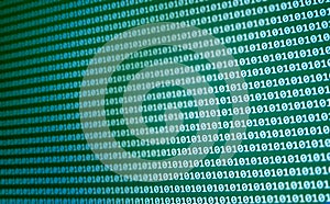 Binary code background. Technology pattern. coding concept. Hacker attack in virtual space. Software development software