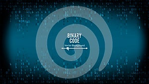 Binary Code Background Vector. Algorithm Binary, Data Code, Decryption And Encoding, Row Matrix