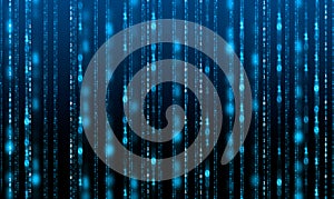 Binary Code backgrounds, a sequence of zero and one number on a blue background. Numbers of the computer matrix. The concept of