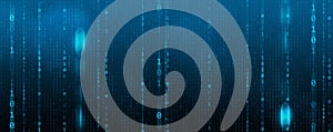 Binary Code backgrounds, a sequence of zero and one number on a blue background. Numbers of the computer matrix. The concept of