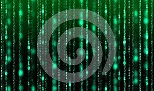 Binary Code backgrounds, a sequence of zero and one number on a green background. Numbers of the computer matrix. The concept of