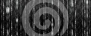 Binary Code backgrounds, a sequence of zero and one white number on a black background. Numbers of the computer matrix. The