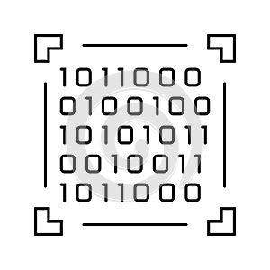 binary code big data line icon vector illustration