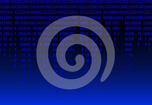 Binary code falling blue background