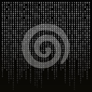 Binary code on a black background. algorithm, encryption, encoding matrix.