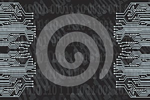 Binary code on a black background. Place for your text. Digital currency concept, Blockchain