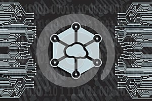 Binary code on a black background. Place for your text. Digital currency concept, Blockchain. Storj Crypto sign