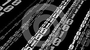 Binary numbers on black background technology concept for cyber security and digital transformation through machine learning