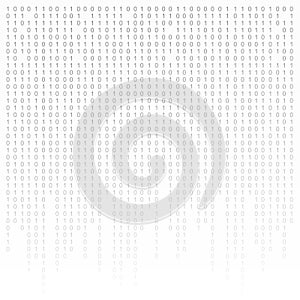 Binary code black and white background with digits on screen. Algorithm , data , decryption encoding, row matrix