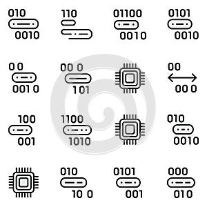 Binary Code Circuit Board Elements Microchip Vector