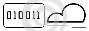 Binary code and cloud icon conveying data transfer and cloud computing concept