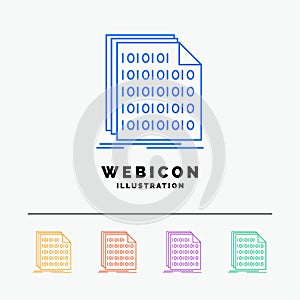 Binary, code, coding, data, document 5 Color Line Web Icon Template isolated on white. Vector illustration