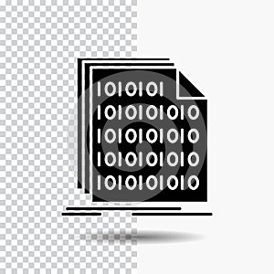 Binary, code, coding, data, document Glyph Icon on Transparent Background. Black Icon