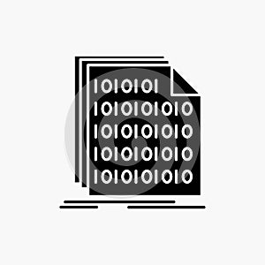 Binary, code, coding, data, document Glyph Icon. Vector isolated illustration