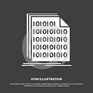 Binary, code, coding, data, document Icon. glyph vector symbol for UI and UX, website or mobile application