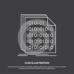 Binary, code, coding, data, document Icon. Line vector symbol for UI and UX, website or mobile application