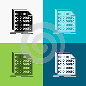 Binary, code, coding, data, document Icon Over Various Background. glyph style design, designed for web and app. Eps 10 vector