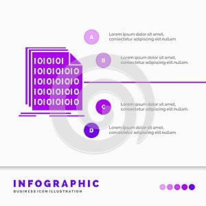 Binary, code, coding, data, document Infographics Template for Website and Presentation. GLyph Purple icon infographic style